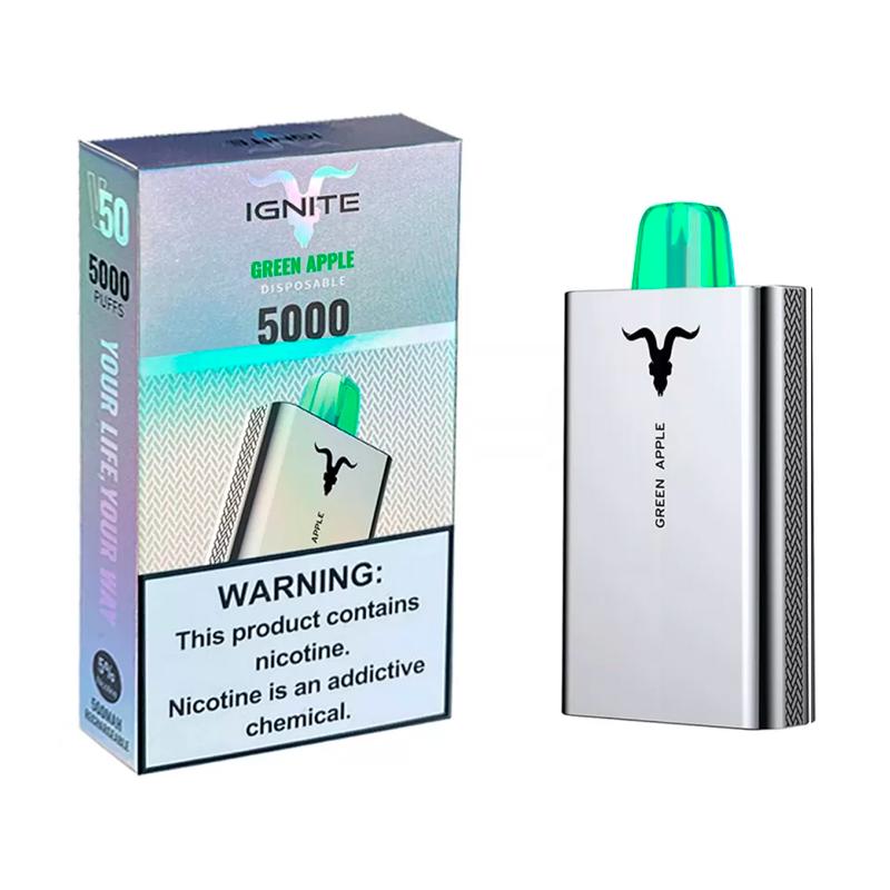 Pod Descartável Ignite V50 Green Apple 5000 Puffs Total Vape